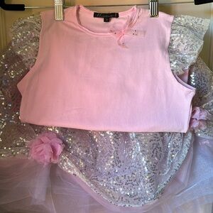 Adorable 2-piece tutu skirt combo set w/bow detail size 8 EUC